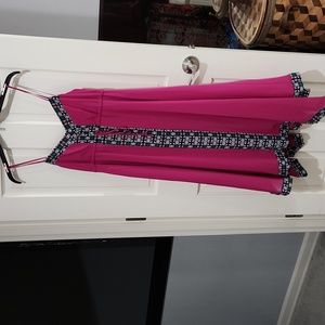 Sleeveless, midi, open-back, lined pink swing dress